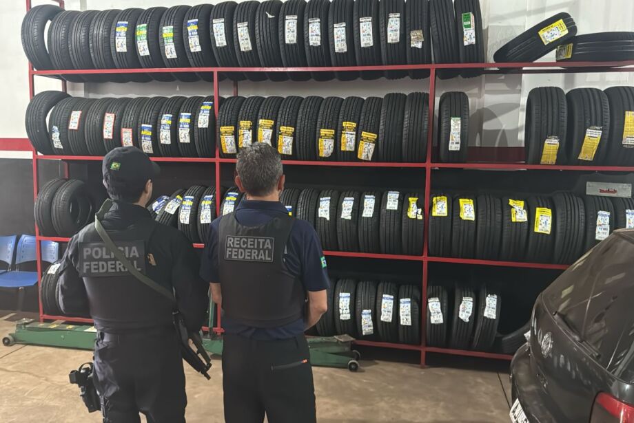 PF faz devassa em 8 revendas de pneus paraguaios na capital  