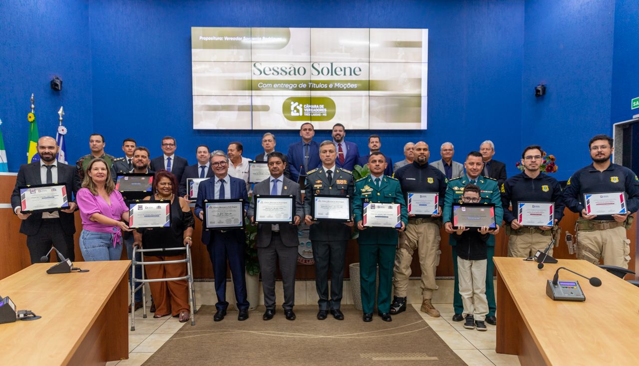 Autoridades da segurança pública do MS recebem títulos de cidadãos três-lagoenses