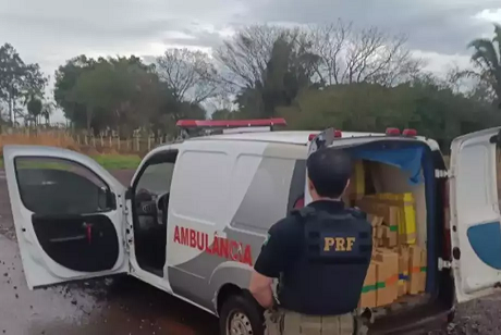 PRF apreende 1,5 tonelada de maconha em ambulância falsa  