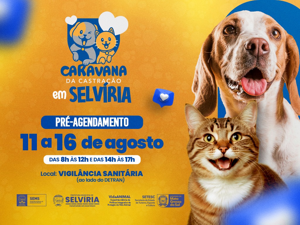 Selvíria abre cadastro para “Caravana da Castração” de cães e gatos