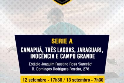 Três Lagoas disputará a segunda fase da 21ª Copa Assomasul em Camapuã