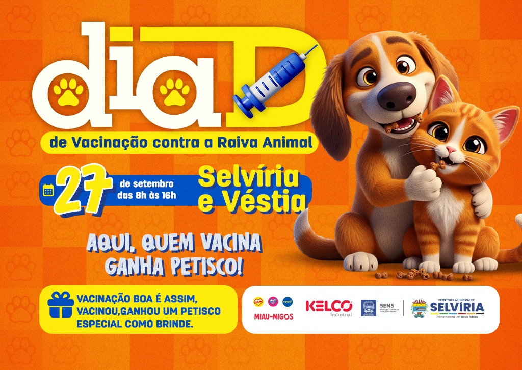 Vacinação contra a raiva animal estará sendo aplicada em diversos pontos; Haverá distribuição de petiscos