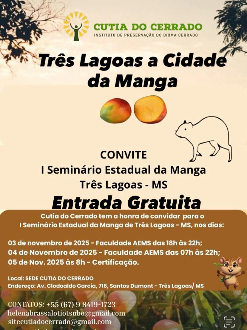 TRÊS LAGOAS VÃO SEDIAR O 1º. SEMINÁRIO ESTADUAL DA MANGA A PARTIR DE SEGUNDA-FEIRA (03)