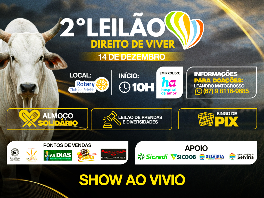 Nova edição do leilão e almoço “Direito de Viver” acontece no dia 14; organização ainda busca doações