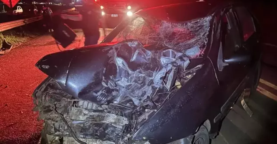 Colisão frontal entre carro e motocicleta na BR-158 mata duas pessoas e deixa três crianças feridas em Três Lagoas