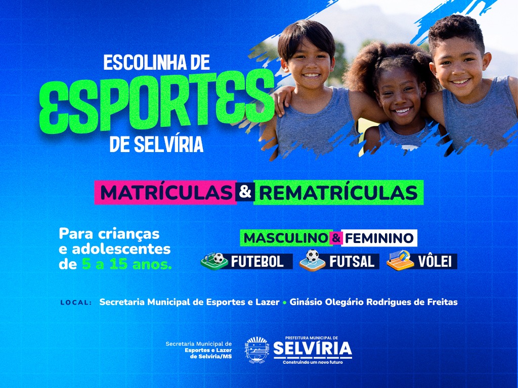 Prefeitura de Selvíria abre matrículas para escolinhas de futebol, futsal e vôlei
