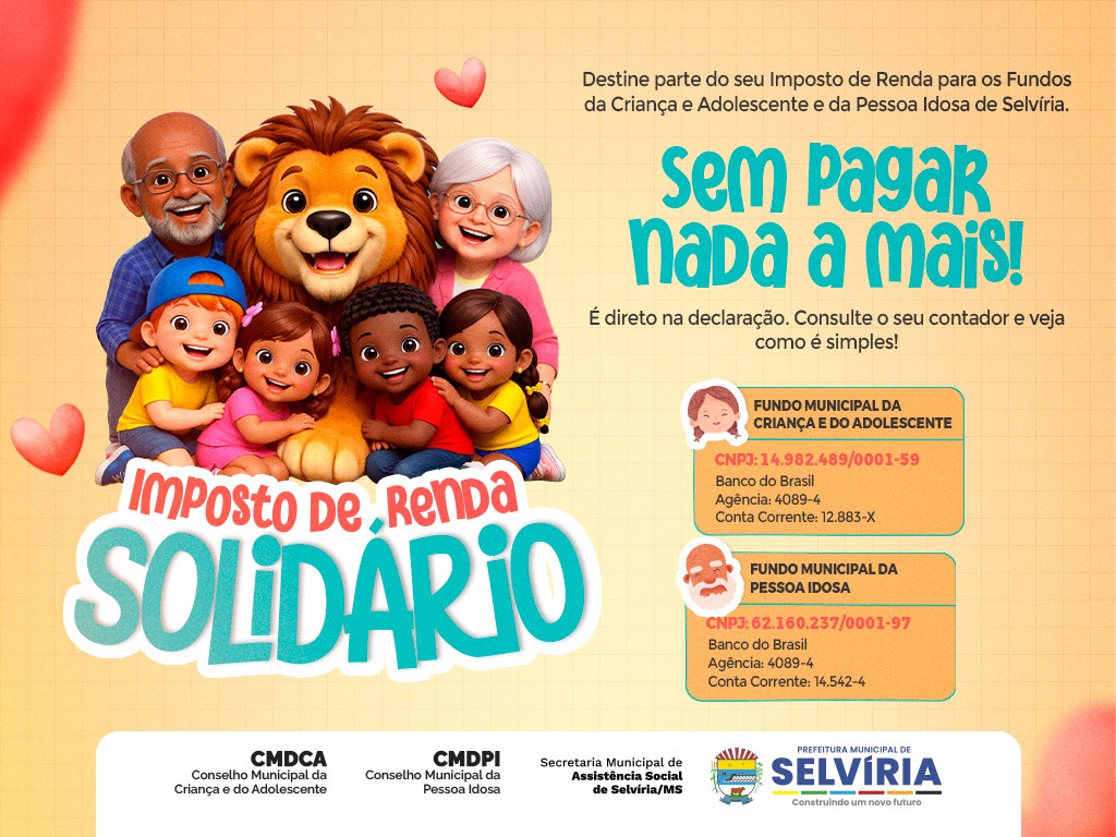 Conselhos lançam campanha para incentivar doação do Imposto de Renda a projetos sociais em Selvíria